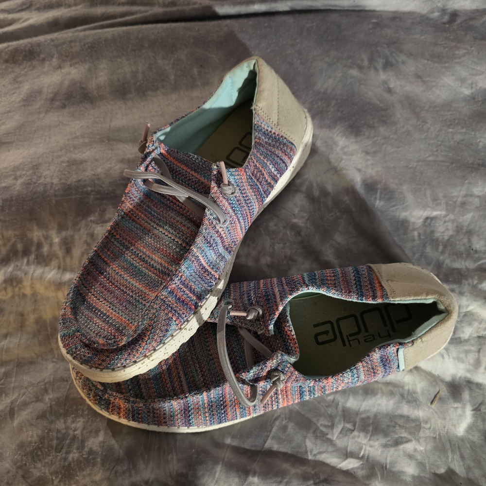 Hey Dude Pink and Blue Flats Slip-On Loafers